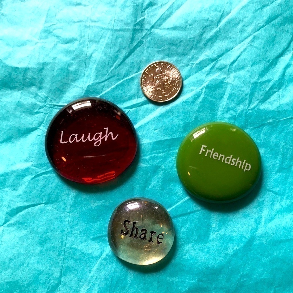 GLASS worry stones-Laugh/Friendship/Share